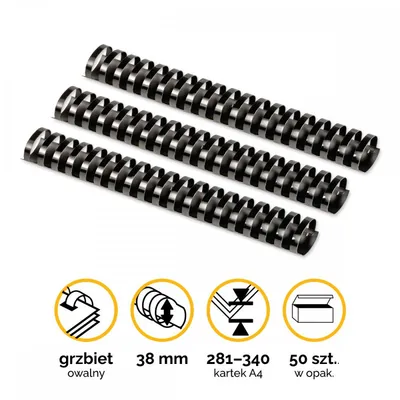 Grzbiet plastikowy 38mm Fellowes 5349702 czarny 50 szt