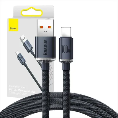 Kabel usb do usb-c Baseus crystal shine, 100w, 1.2m (czarny)