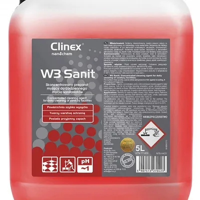 Preparat do mycia sanitariatów i łazienek CLINEX w3 santi 5l
