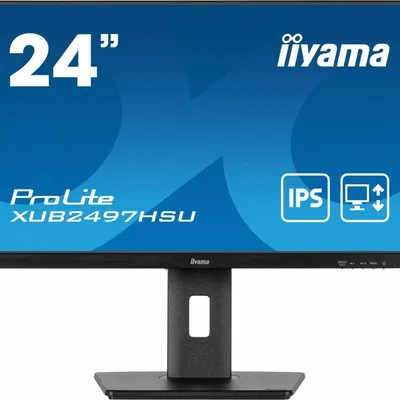 Iiyama monitor 24 cale xub2497hsu-b1 ips.hdmi.dp.2x2w.2xusb(2.0).has(150mm). 250cd.1ms.100hz