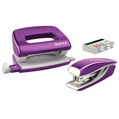 Zestaw mini zszywacz i dziurkacz LEITZ nexxt wow 55612062 fioletowy