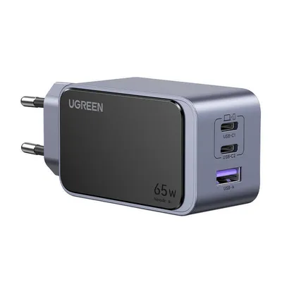 Ładowarka sieciowa UGREEN nexode air 65w, usb + 2x usb-c (szara)
