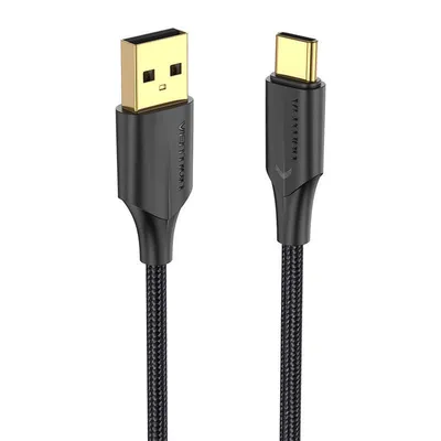 Kabel ładowania usb 2.0 do usb-c Vention ctfbf led 3a 1m (czarny)