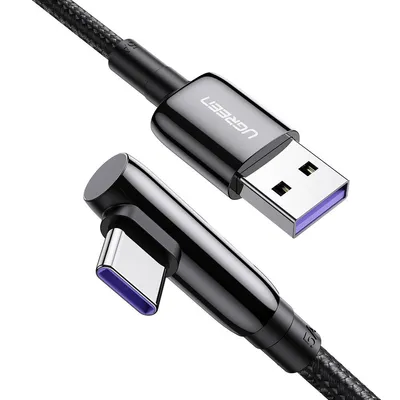 Kabel usb do usb-c UGREEN us317 kątowy, 2m (czarny)