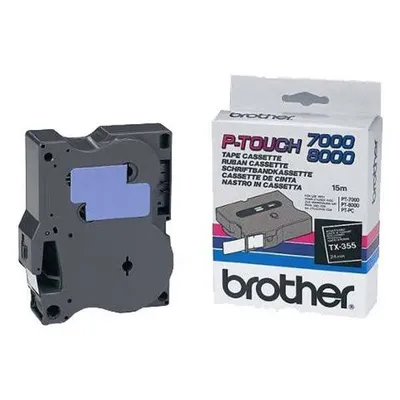 Brother oryginalny taśma do drukarek etykiet, BROTHER, tx-355, biały druk/czarny podkład, laminowane, 8m, 24mm