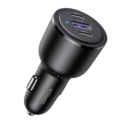 Ładowarka samochodowa UGREEN 20467b 2x usb-c + usb, 69w (czarna)