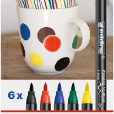 Markery pędzelkowy do ceramiki pudełko EDDING 4200/65 mix kolorów 1-4mm 6szt