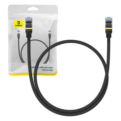 Kabel sieciowy w oplocie kat. 7 Baseus ethernet rj45, 10gbps, 0,5m (czarny)