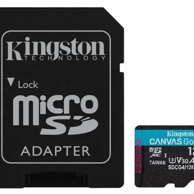 Kingston karta microsd 128gb canvasgo! plus 200mb/s a2 u3 v30 + adapter