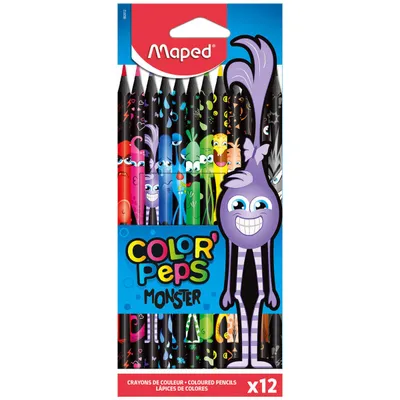 Kredki MAPED colorpeps monster w czarnej obudowie trójkątne 12 szt