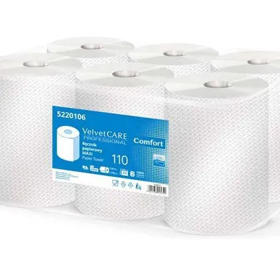 Ręcznik papierowy dwuwarstwowy celulozowy VELVET care maxi 110 comfort 5220106 biały 110m 6 szt.