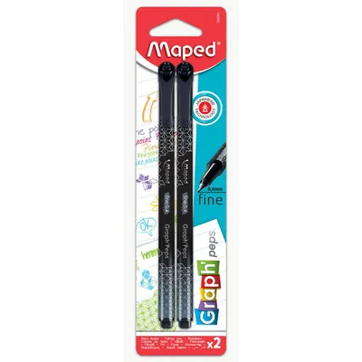Cienkopis MAPED graph peps deco czarny 2 szt blister