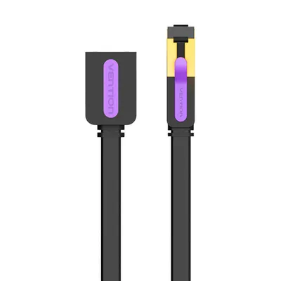 Płaski przedłużacz kabla sieciowego cat7 Vention icbbd rj45 ethernet 10gbps 0,5m czarny