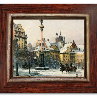 Władysław chmieliński - jazda saniami przez warszawę - 36x31 cm - g95125