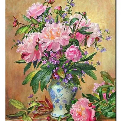 Kwiaty - piwonie we flakonie - 50x40 cm - g97011