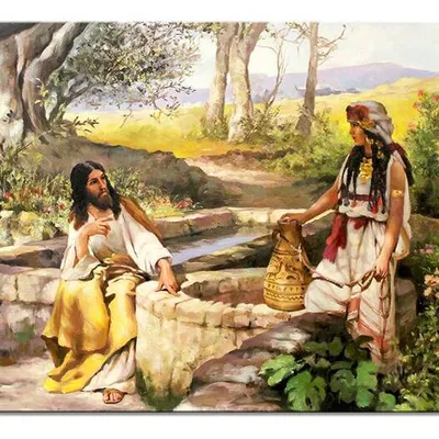 Obraz olejny - religijne - henryk siemiradzki - jezus chrystus i samarytanka - 60x90 cm - g117482