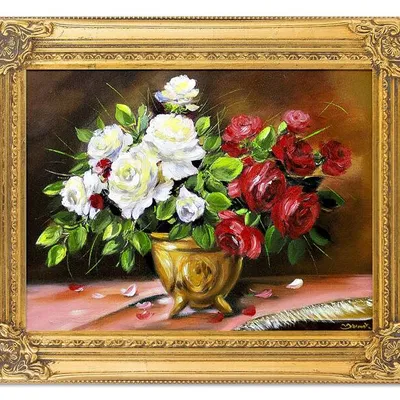 Róże - czerwień i biel - 40x50 cm - g03388