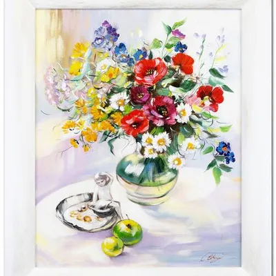 Bukiety mieszane - na okrągłym stole - 53x64 cm - g15809