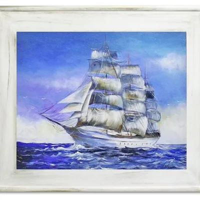 Marynistyka - błękitna fregata - 68x58cm - g15477