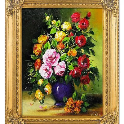 Bukiety mieszane- w fioletowym flakonie - 40x50 cm - g01242