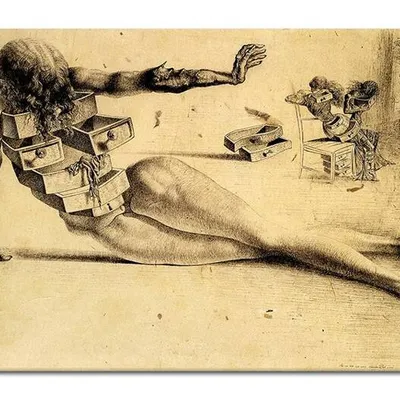 Obraz drukowany - salvador dali - miasto szuflad - 60x90 cm - g109810
