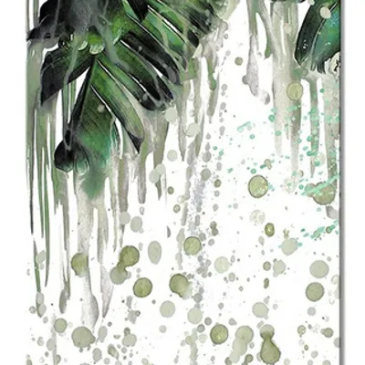Obraz - tropikalne liście i kwiaty - 45x90cm - g97591
