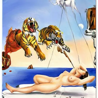 Obraz olejny - salvador dali - sen spowodowany lotem pszczoły - 80x120 cm - g109713