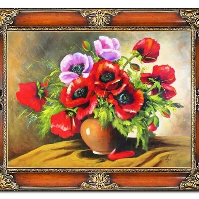 Obraz olejny - kwiaty - 70x90 cm - g93923