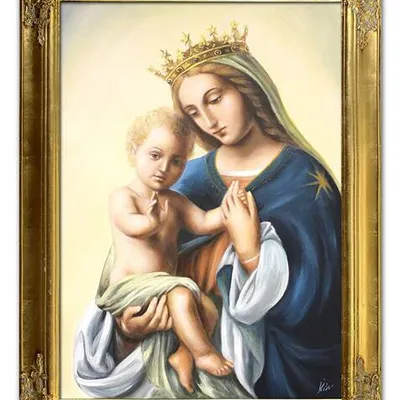 Obraz olejny - religijne - maryja królowa polski - 63x83 cm - g115479