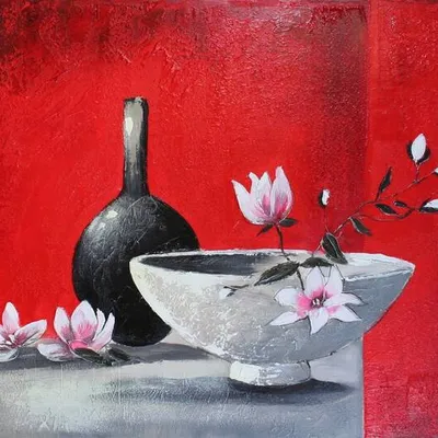 Nowoczesna - flakon i kwiaty - 60x90 cm - g01363