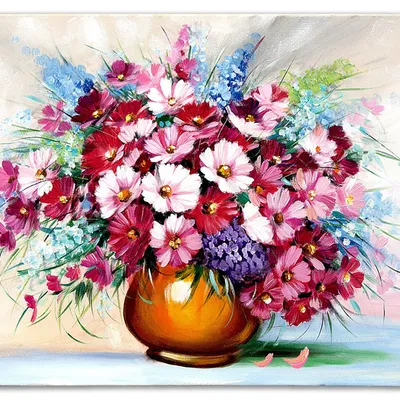 Obraz olejny - bukiety mieszane - 50x70 cm - g118625
