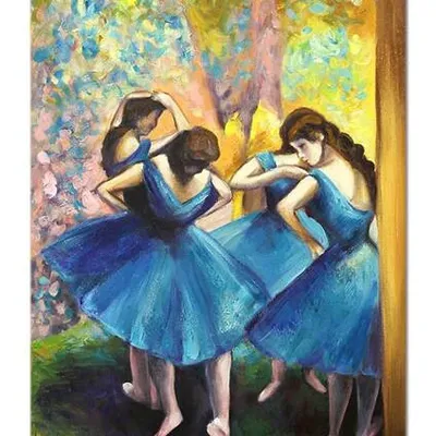 Obraz olejny - impresjoniści - edgar degas - błękitne tancerki - 60x90 cm - g117484