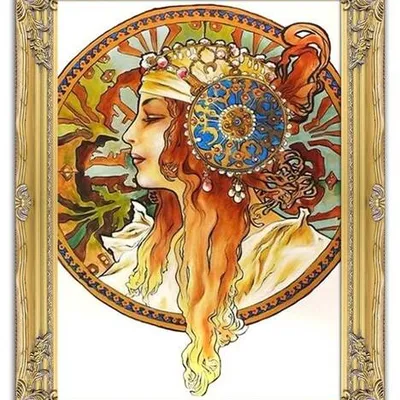 Obraz olejny - alfons mucha - blondynka - 64x84 cm - g02784