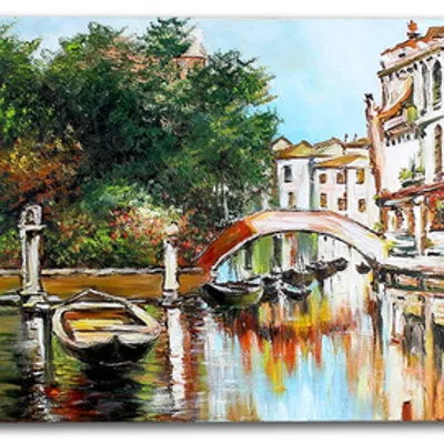 Obraz olejny - wenecja - 50x150 cm - g119003