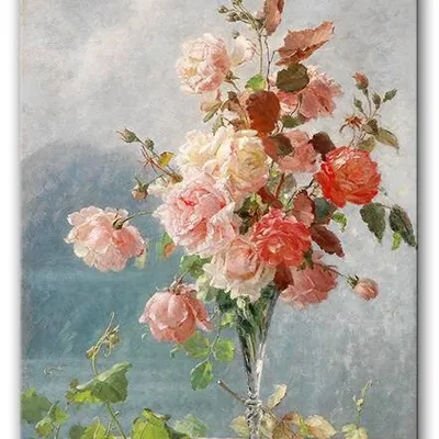 Kwiaty - w szklanym wazoniku - 50x70 cm - g93854