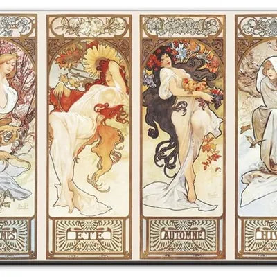 Alfons mucha - pory roku - 90x60 cm - g17744