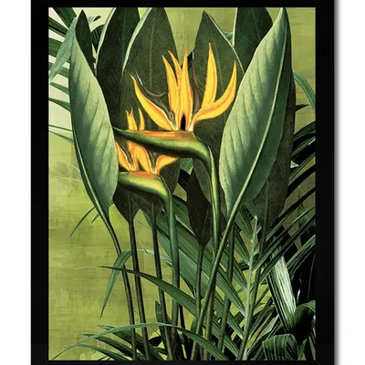 Obraz - tropikalne liście i kwiaty - 33x43cm - g103216