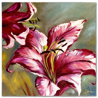 Obraz olejny - kwiaty nowoczesne - 90x90 cm - g119291
