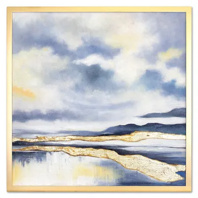 Obraz olejny - pejzaż - płatki złota - 63x63 cm - g118707