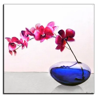 Feng shui - orchidee w szklanym wazonie - 60x60 cm - g01650