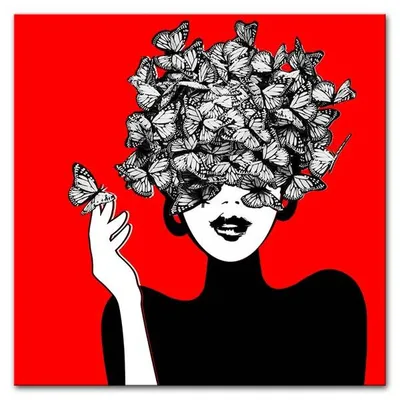 Pop art - motyle we włosach - 60x60 cm - g96995