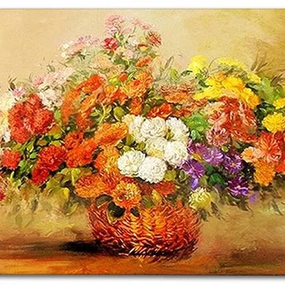 Obraz olejny - bukiety mieszane - 80x120 cm - g119105