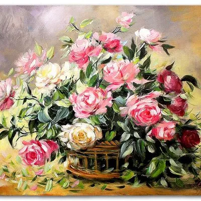 Obraz olejny - róże - 60x90 cm - g119548