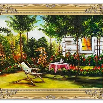 Pejzaż tradycyjny - lato w ogrodzie - 63x84 cm - g02257