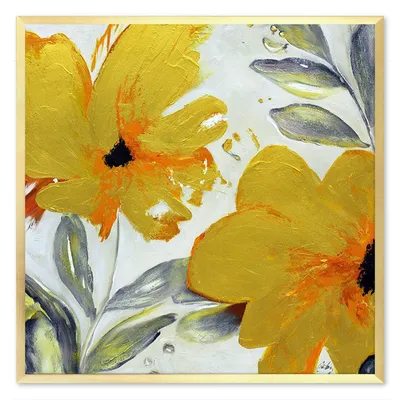 Obraz olejny - kwiaty nowoczesne - 63x63 cm - g118282