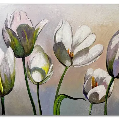 Obraz olejny - kwiaty nowoczesne - 50x70 cm - g119288