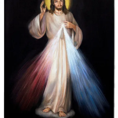 Obraz olejny - jezus chrystus - jezus miłosierny - 50x70 cm - g111861