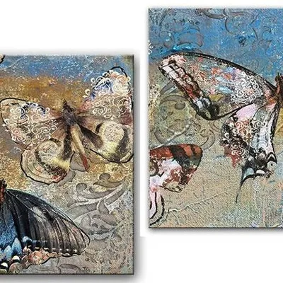 Retro - motyle - 60x60 cm x2 - g93830