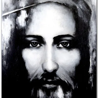 Obraz olejny - jezus chrystus - całun turyński - 110x150 cm - g119320