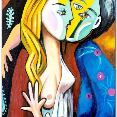 Obraz olejny - pablo picasso - pocałunek - 120x180 cm - g118790